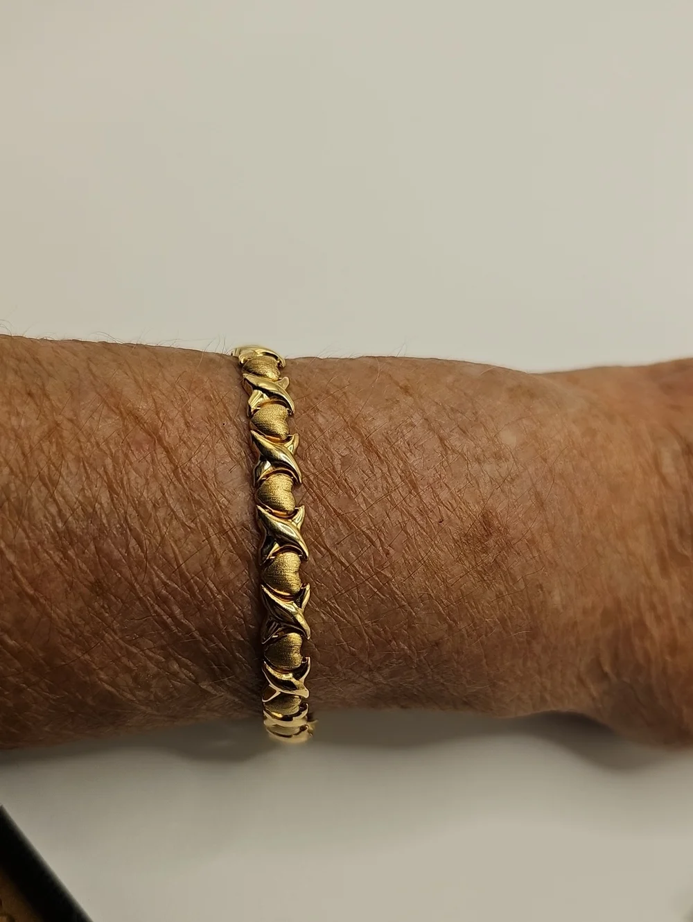 FCL Italy 14K Yellow Gold XO Hugs Kisses Link Bracelet Womens Size 7 Gold 8.5g
